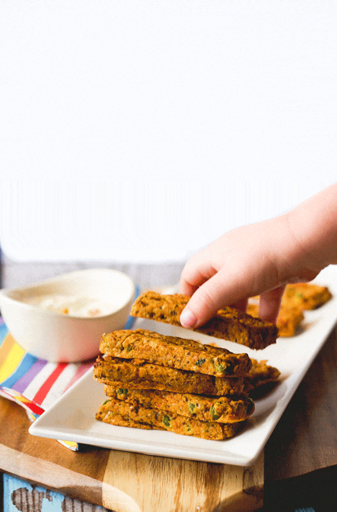 Veggie chickpea sticks. Chickpeas, chia seeds, cheese and veggies. A great finger food for toddlers or blw.