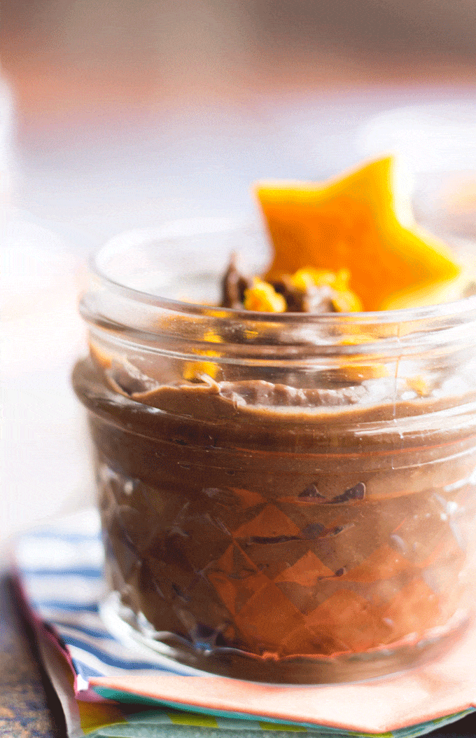 Chocolate orange avocado mousse is a delicious dessert for the whole family. Creamy avocado & banana are blended with sweet dates, orange juice & cacao