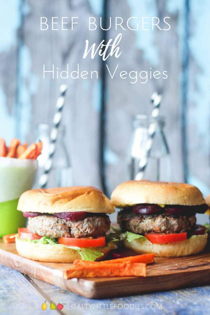 Hidden veggies Beef burgers are a kids meal made healthier. Serve with more veggies and veggie fries to make this a n even healthier kids meal