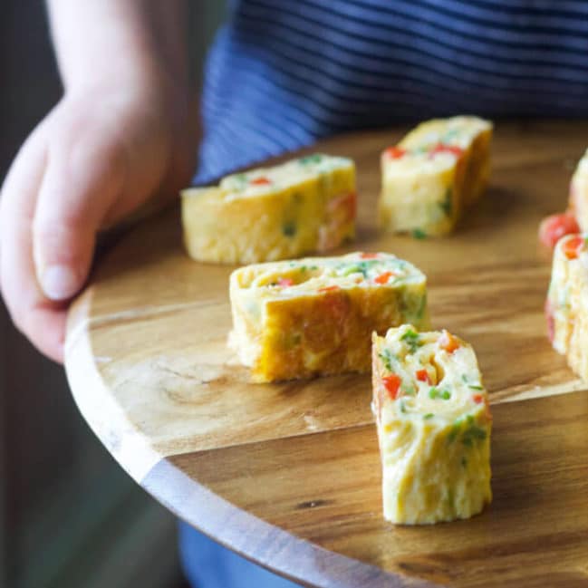 Little egg rolls are a perfect finger food for kids. Great for baby-led weaning or for adding to a lunch box. A dd your favourite omelette add ins.