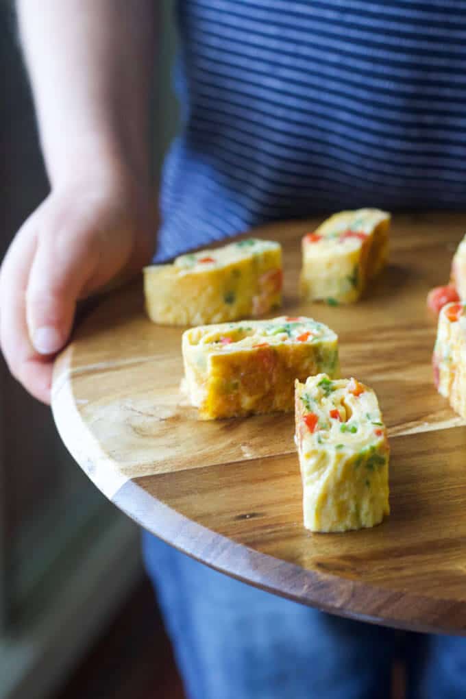 Little egg rolls are a perfect finger food for kids. Great for baby-led weaning or for adding to a lunch box. A dd your favourite omelette add ins. 