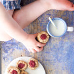 Healthy Thumbprint cookies perfect for baby led weaning or for kids. Made with 5 healthy ingredients they are healthy enough to serve for breakfast! Lunchbox friendly. #babyledweaning #blw #kidfood #kidsfood #kidsnack