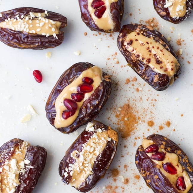 Medjool dates stuffed with peanut butter