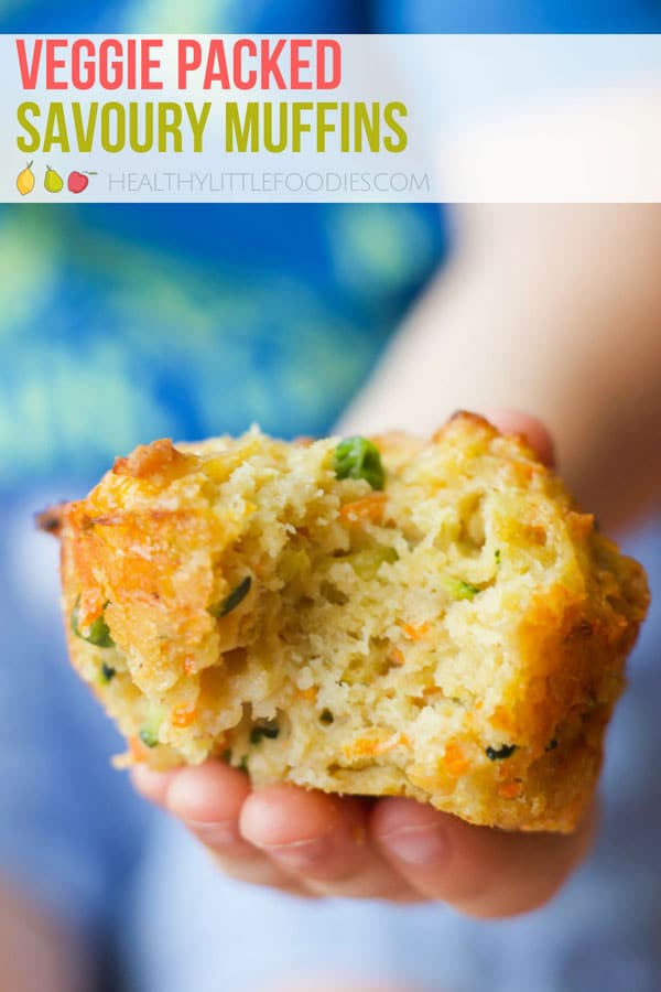 Savoury muffins packed with four different vegetables. Perfect for the lunchbox and great for baby-led weaning. #savourymuffin #vegetablemuffin #lunchboxideas #babyledweaning #blw