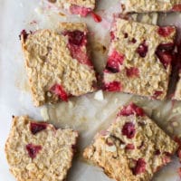 plum and almond baked oats sliced into squares