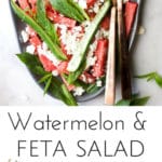 Watermelon, feta, mint and cucumber salad with a delicious lemon dressing. #