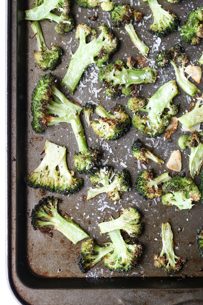 Roasted Broccoli On Baking Tray Straight Out of Oven