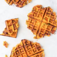 Savoury Waffles Cooked. Top Down View.
