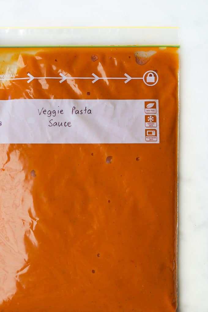 Veggie Pasta Sauce in Freezable Bag