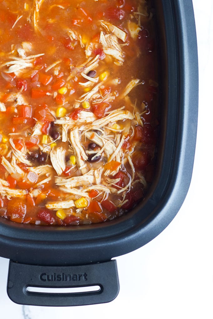 Chicken Tortilla Soup in Slow Cooker