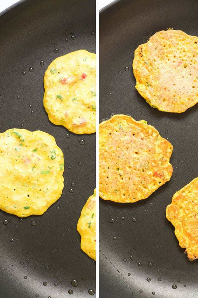 chickpea Pancakes in Frying Pan