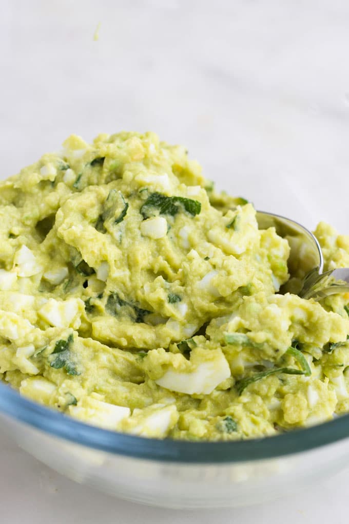 Avocado Egg Salad in Mixing Bowl