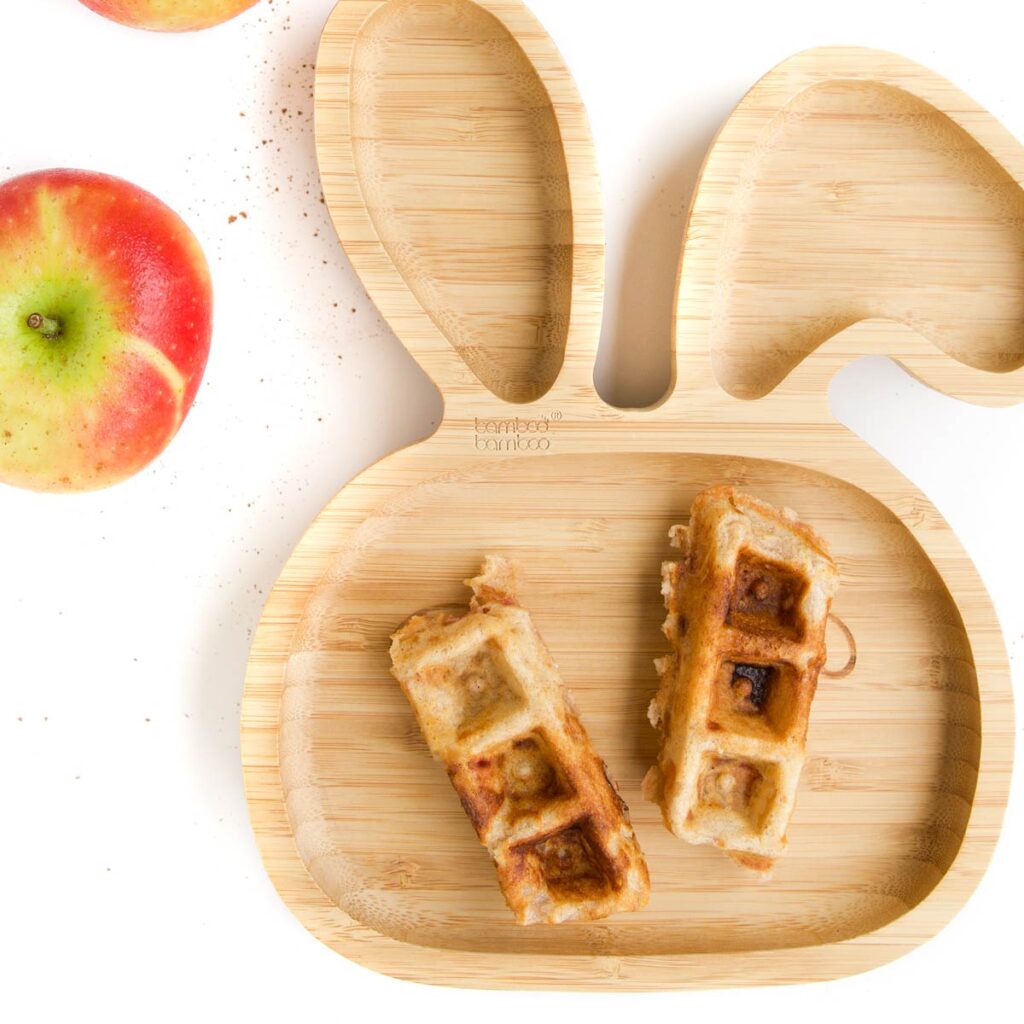 Apple Waffle Fingers on Bunny Toddler Plate