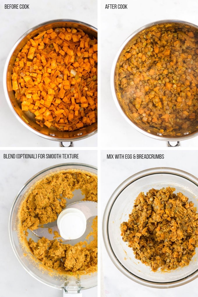 Lentil Burgers Process Steps