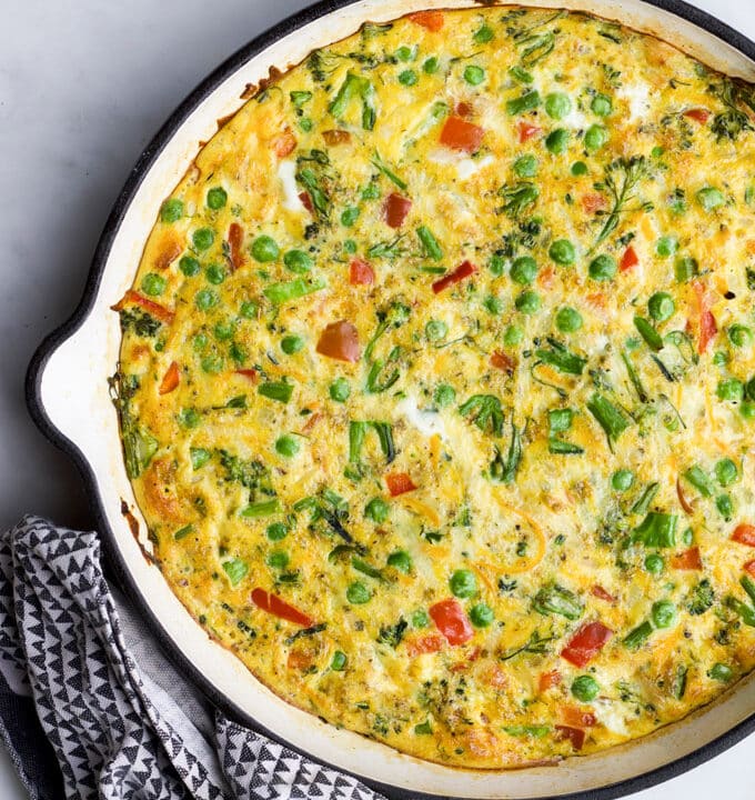 Vegetable Frittata in Cast Iron Pan