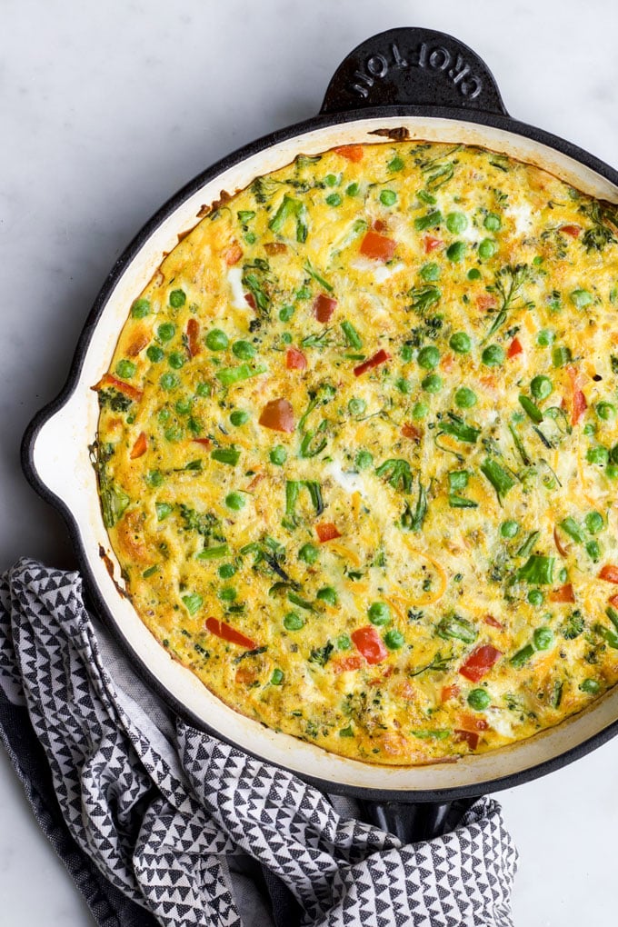 Vegetable Frittata in Cast Iron Pan