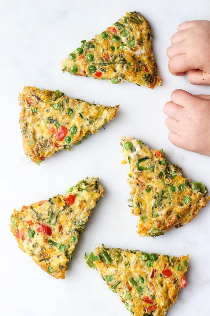 Vegetable Frittata Cut into Wedges.