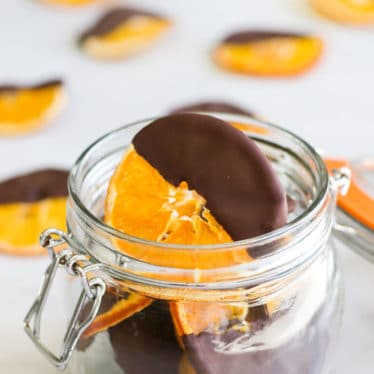 Chocolate Covered Oranges in Glass Jar