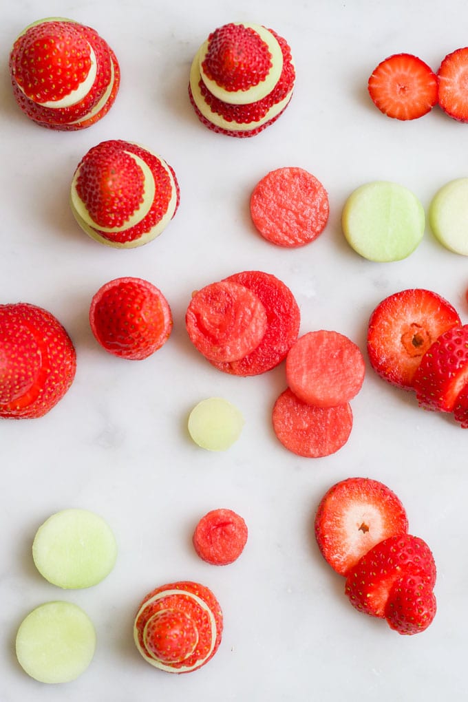 Strawberry and Melon Cut up to Assemble into Trees