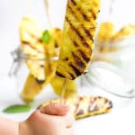 Grilled pineapple makes a delicious healthy dessert or snack. WIth no added sugar or sweetners this one ingredient snack is perfect for kids or adults. #grilledpineapple #pineapple #healthydessert #healthysnack #kidsfood #kidfood #noaddedsugar