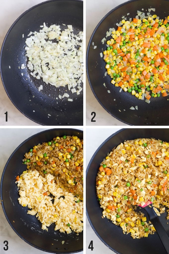 Process Steps for Making Vegetable Fried Rice