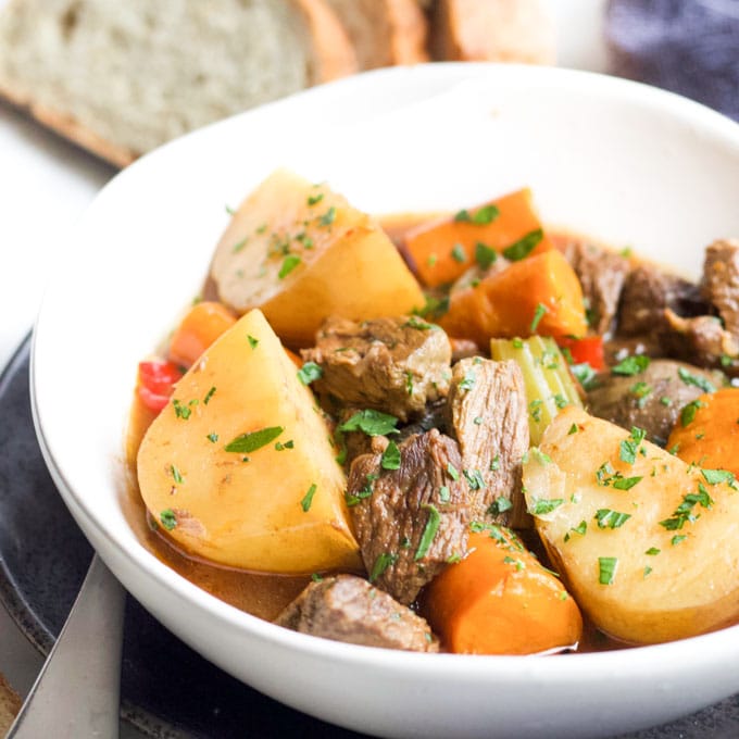 Slow Cooker Beef Stew in Bowl