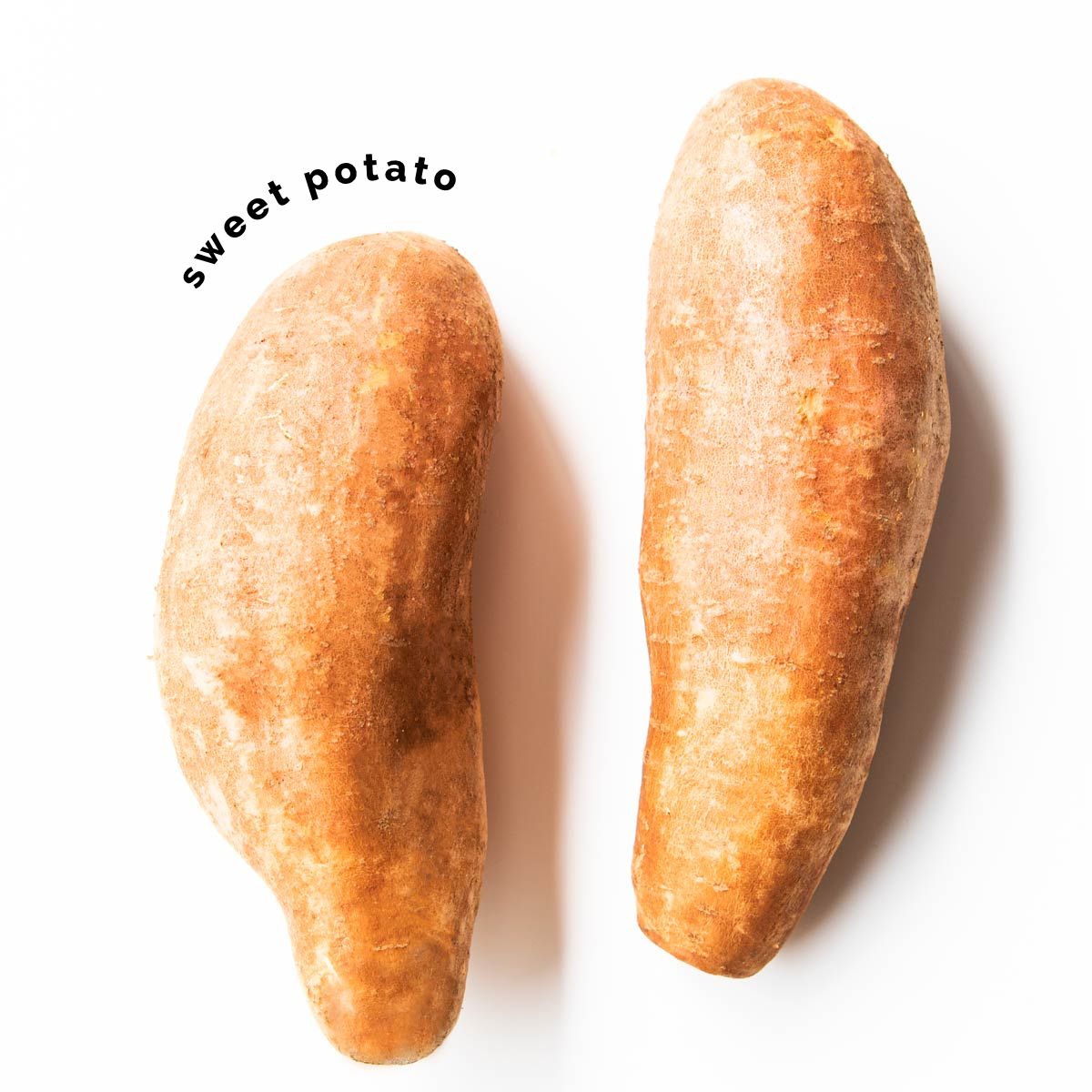 Two Sweet Potatoes on White Background.