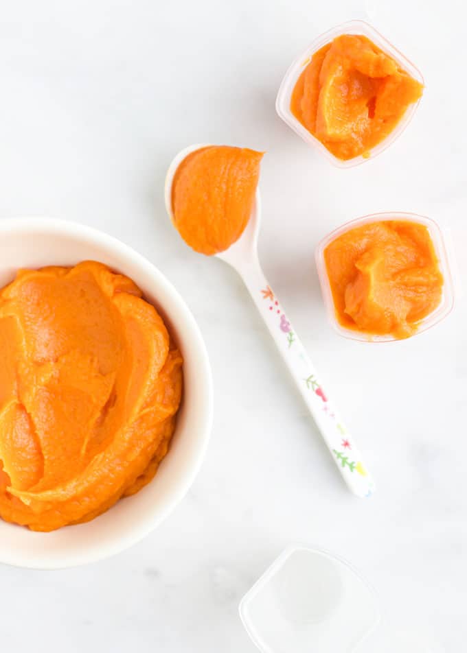 Sweet Potato Puree in Freezable Containers