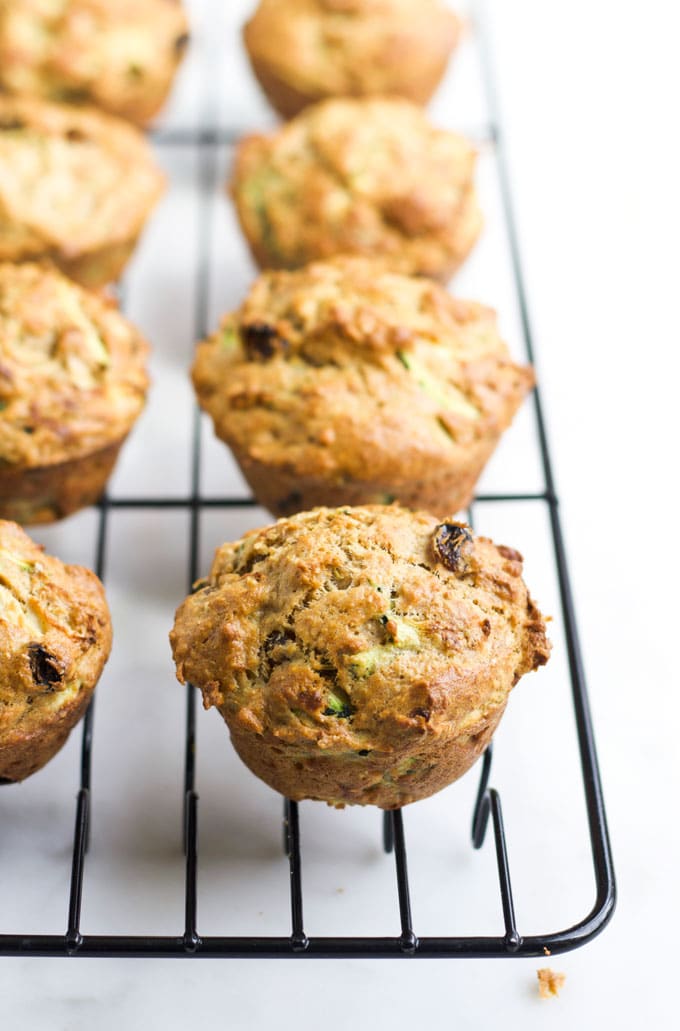 Side View of Zucchini Muffin on Cooling Wire