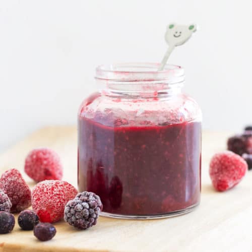 Side Shot of Fruit Compote in Glass Jar