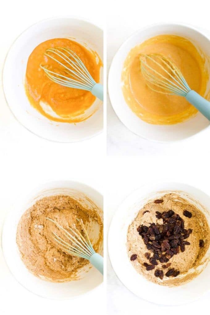 Muffin Mixture During the 4 Different Stages of Making the Muffins.
