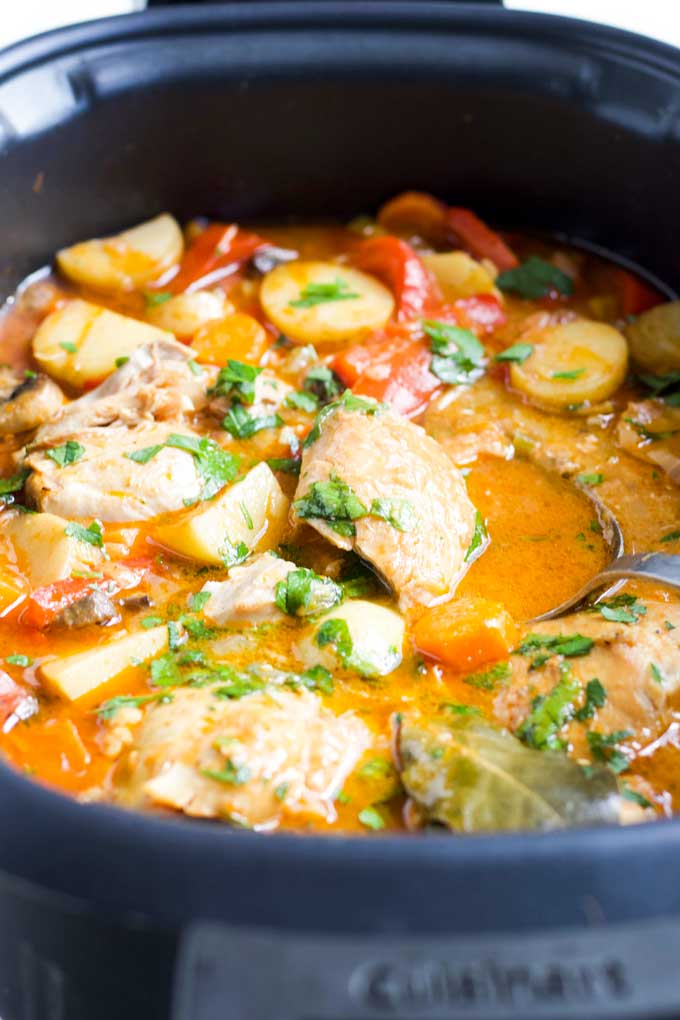 Side View of Slow Cooker Chicken Casserole