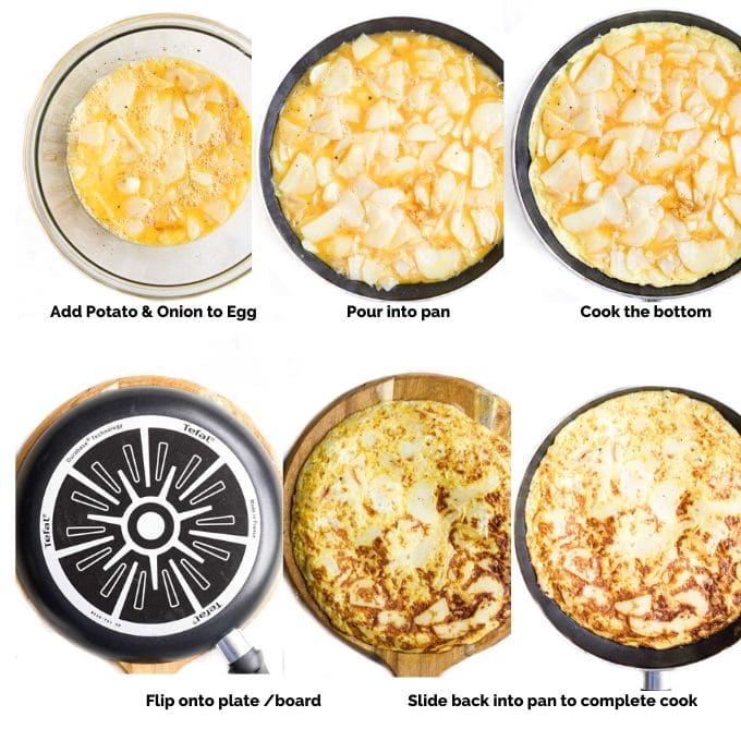 How to Make A Spanish Omelette Collage of Process Steps