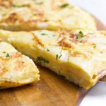 Side View of Spanish Omelette (Cut Into Wedges)