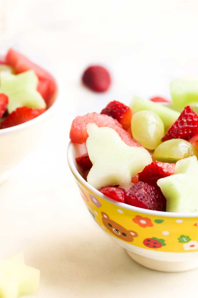 Side View of Christmas Fruit Salad in Bowl