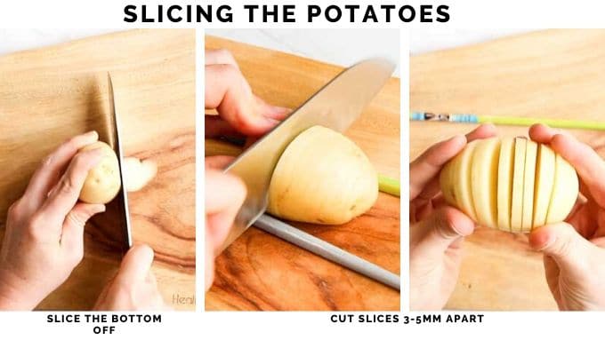 How to Slice a Hasselback Potato Process Steps