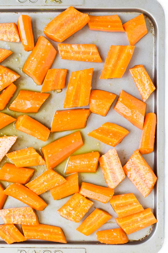 Honey Roast Carrots on Baking Tray Before Cooking