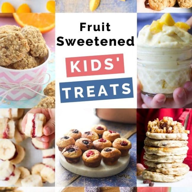 Collage of healthier treats sweetened with fruit