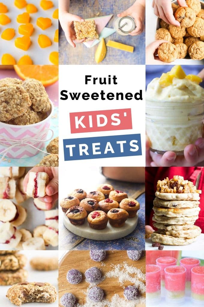 Collage of healthier treats sweetened with fruit