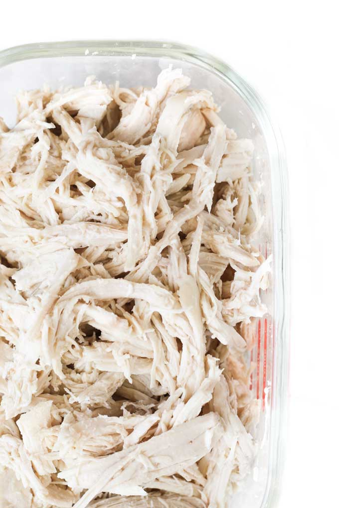 Shredded Chicken in Container for Storage