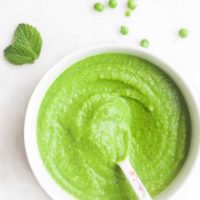 Pea Puree in Bowl with Ingredients Scattered