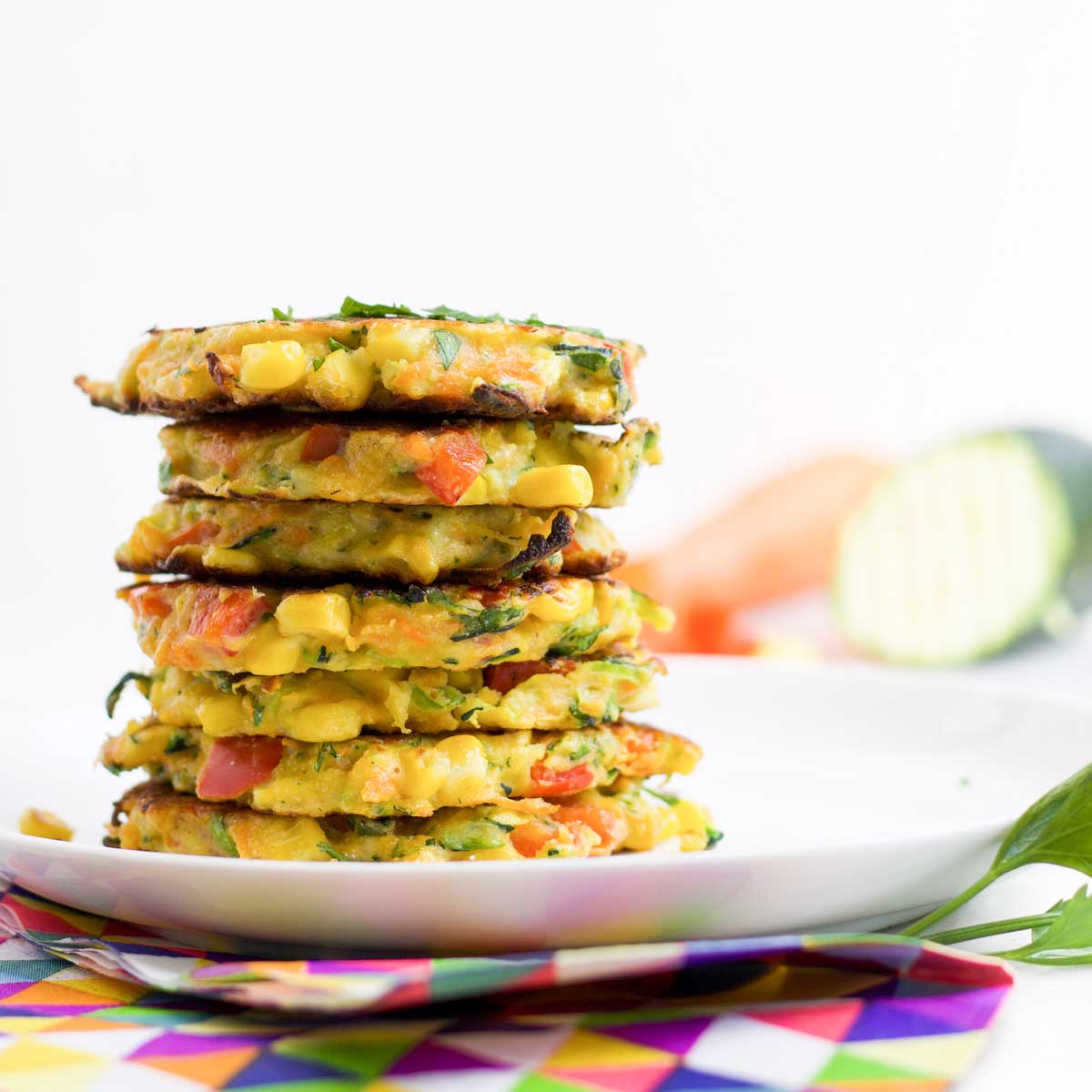 Stack of Vegetable Fritters on Plate