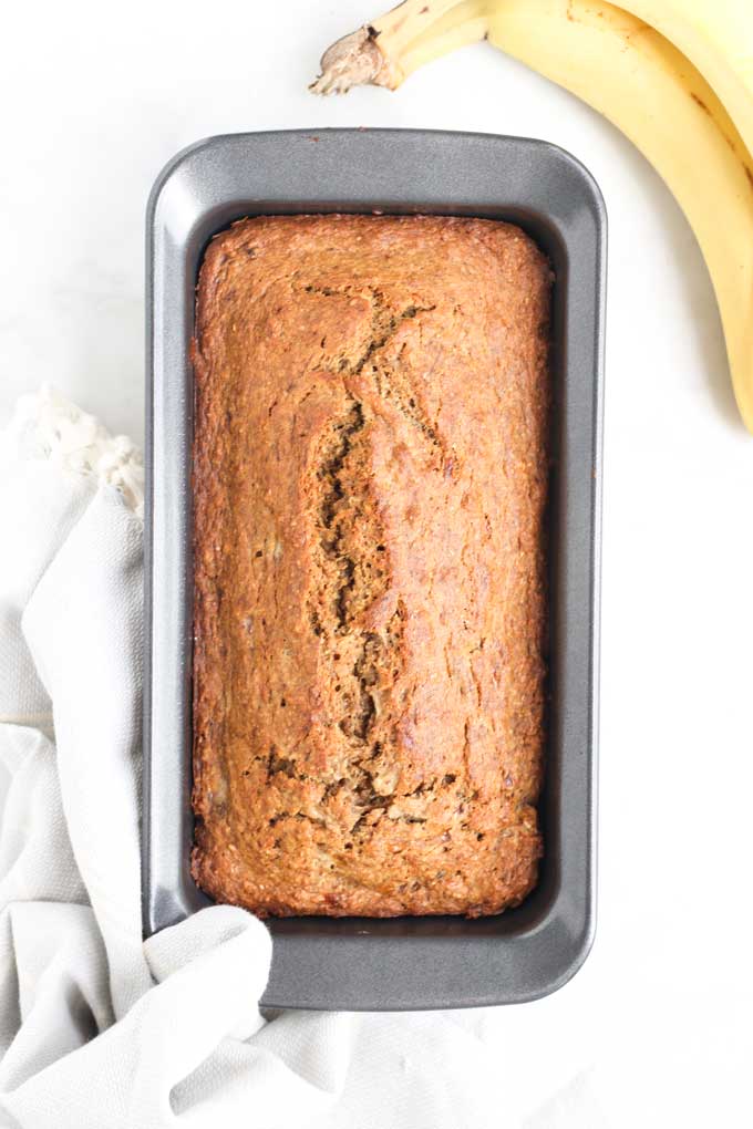 Healthy Banana Bread in Pan (Cooked)