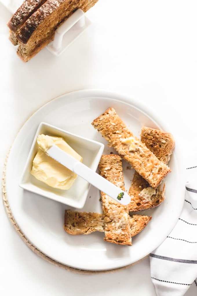 Toast Fingers on a Plate with Homemade Butter