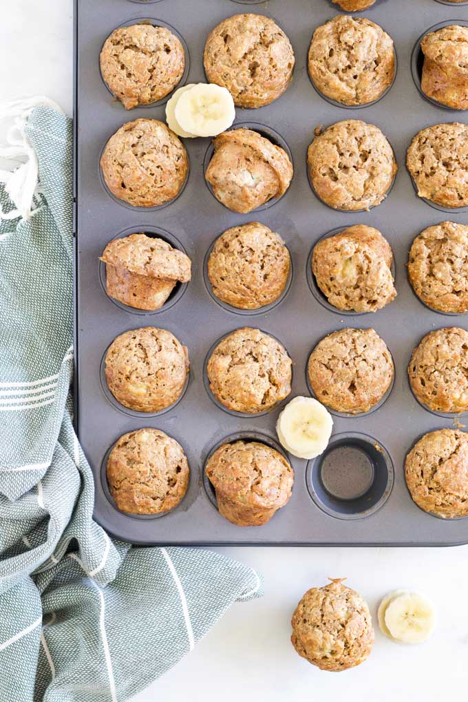 Banana Baby Muffins Freshly Baked in Muffin Tray