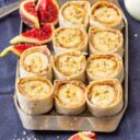 Peanut Butter Tortilla Roll Ups on Tray with Figs