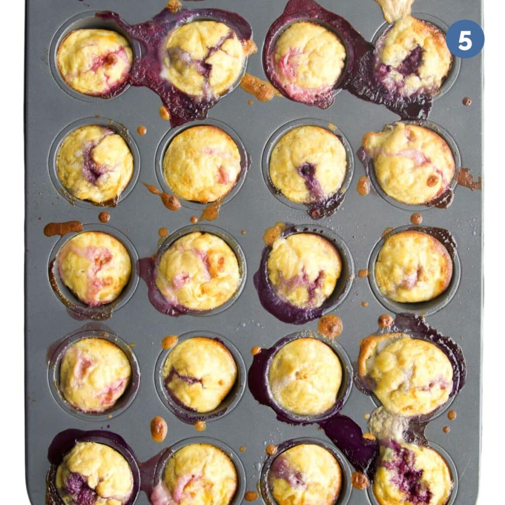 Cooked Fruity Egg Muffins In Mini Muffin Tray.