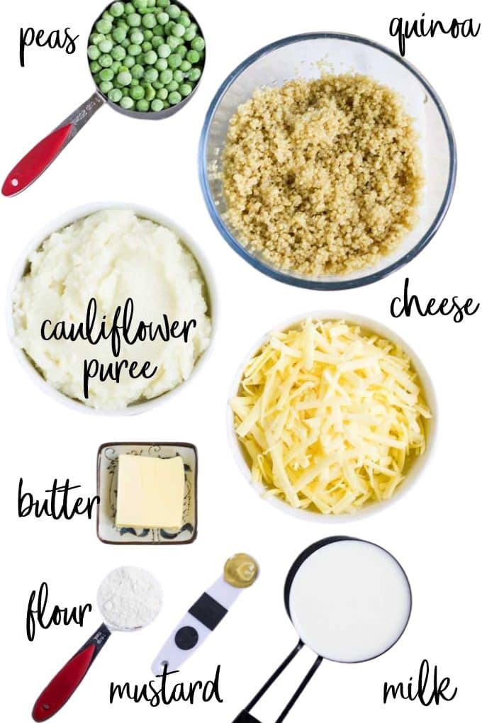 Flat Lay of Ingredients Needed to Make Cheesy Quinoa