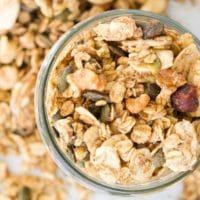 Close up Shot of Granola in Glass Jar