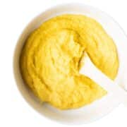 Corn Puree in White Bowl.